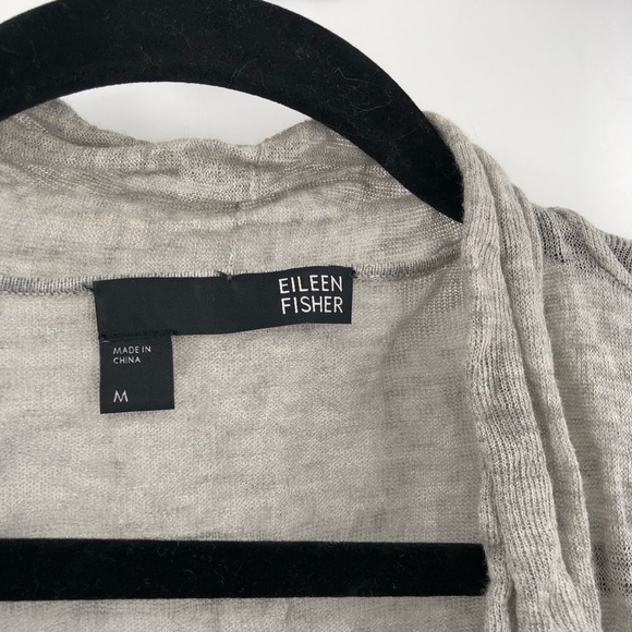 EILEEN FISHER Sweater Waterfall Open Drape Cotton Silk Cashmere Crinkle M Gauzy - Picture 4 of 9
